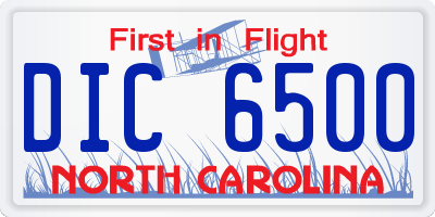 NC license plate DIC6500