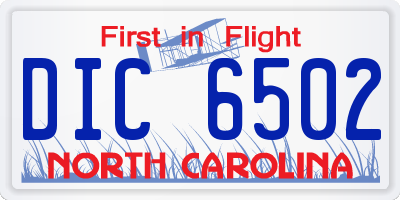 NC license plate DIC6502
