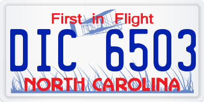 NC license plate DIC6503
