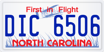 NC license plate DIC6506