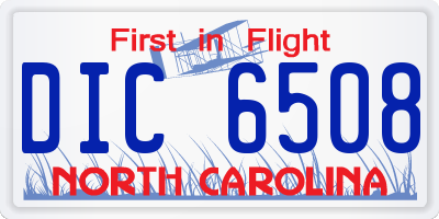 NC license plate DIC6508