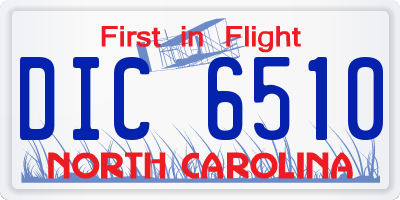 NC license plate DIC6510