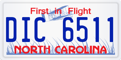 NC license plate DIC6511