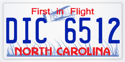NC license plate DIC6512