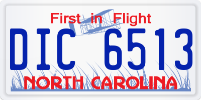 NC license plate DIC6513