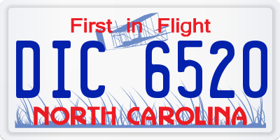 NC license plate DIC6520