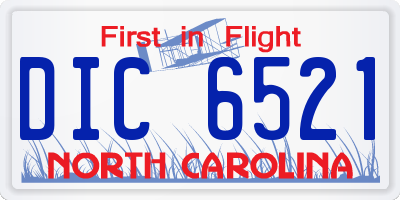 NC license plate DIC6521