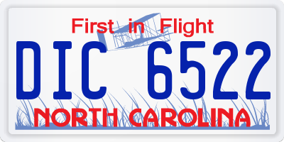 NC license plate DIC6522