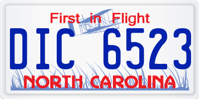 NC license plate DIC6523