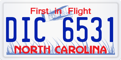NC license plate DIC6531