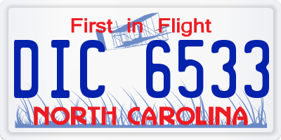 NC license plate DIC6533
