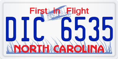 NC license plate DIC6535