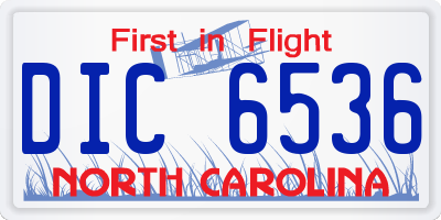 NC license plate DIC6536