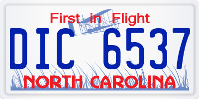 NC license plate DIC6537