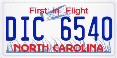 NC license plate DIC6540