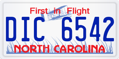 NC license plate DIC6542