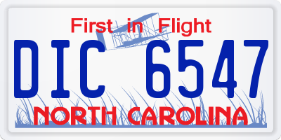 NC license plate DIC6547