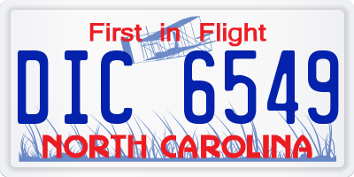NC license plate DIC6549
