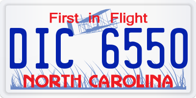 NC license plate DIC6550
