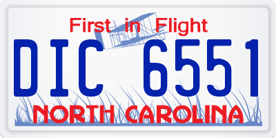 NC license plate DIC6551