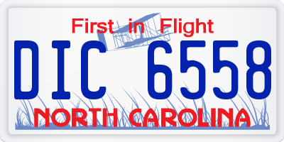 NC license plate DIC6558