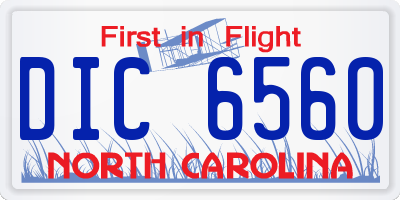 NC license plate DIC6560