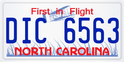 NC license plate DIC6563