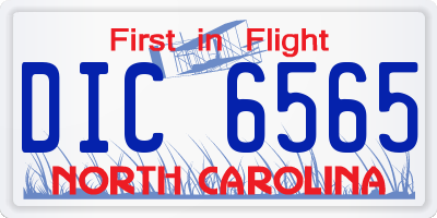 NC license plate DIC6565