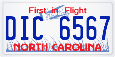NC license plate DIC6567