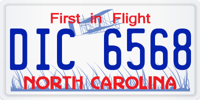 NC license plate DIC6568