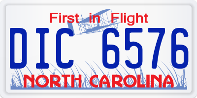 NC license plate DIC6576