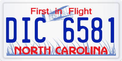 NC license plate DIC6581