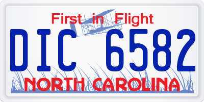 NC license plate DIC6582