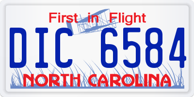 NC license plate DIC6584