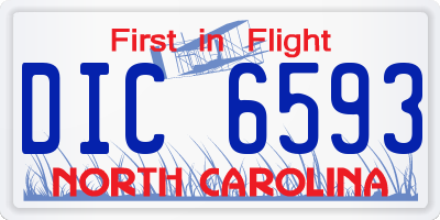 NC license plate DIC6593