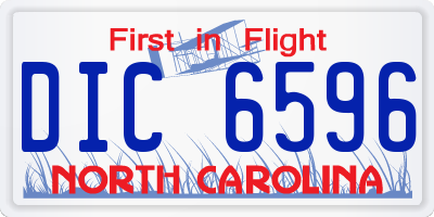 NC license plate DIC6596