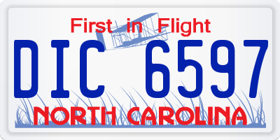 NC license plate DIC6597
