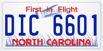 NC license plate DIC6601