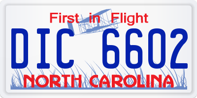 NC license plate DIC6602