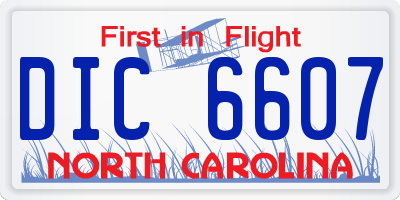 NC license plate DIC6607