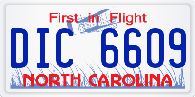 NC license plate DIC6609