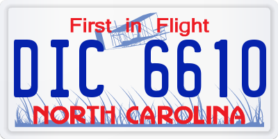 NC license plate DIC6610