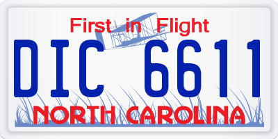NC license plate DIC6611