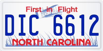 NC license plate DIC6612