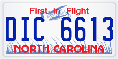 NC license plate DIC6613