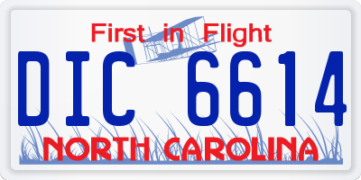 NC license plate DIC6614