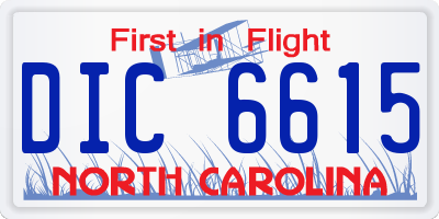 NC license plate DIC6615