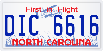 NC license plate DIC6616