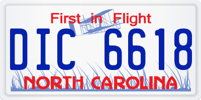 NC license plate DIC6618
