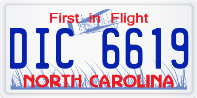 NC license plate DIC6619